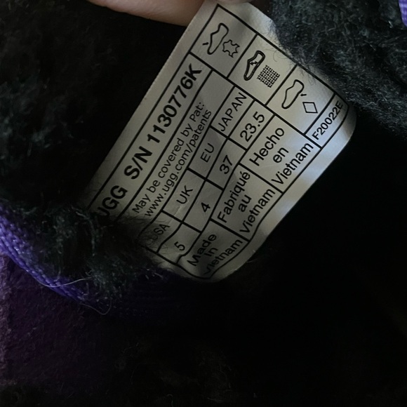 UGG 5 Purple Neumel Platform Suede Wool lined Velcro Tie Closure - Picture 6 of 6